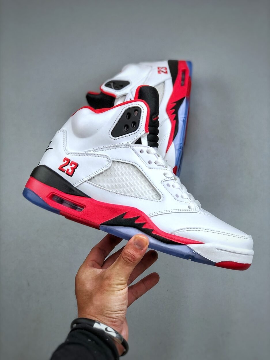 乔丹 Air Jordan 5 Retro "Fire Red Black Tongue" 高幫 火花白紅 AJ5 喬丹5代 aj5 喬5 高邦 白黑紅 喬丹籃球鞋系列：圖片 2