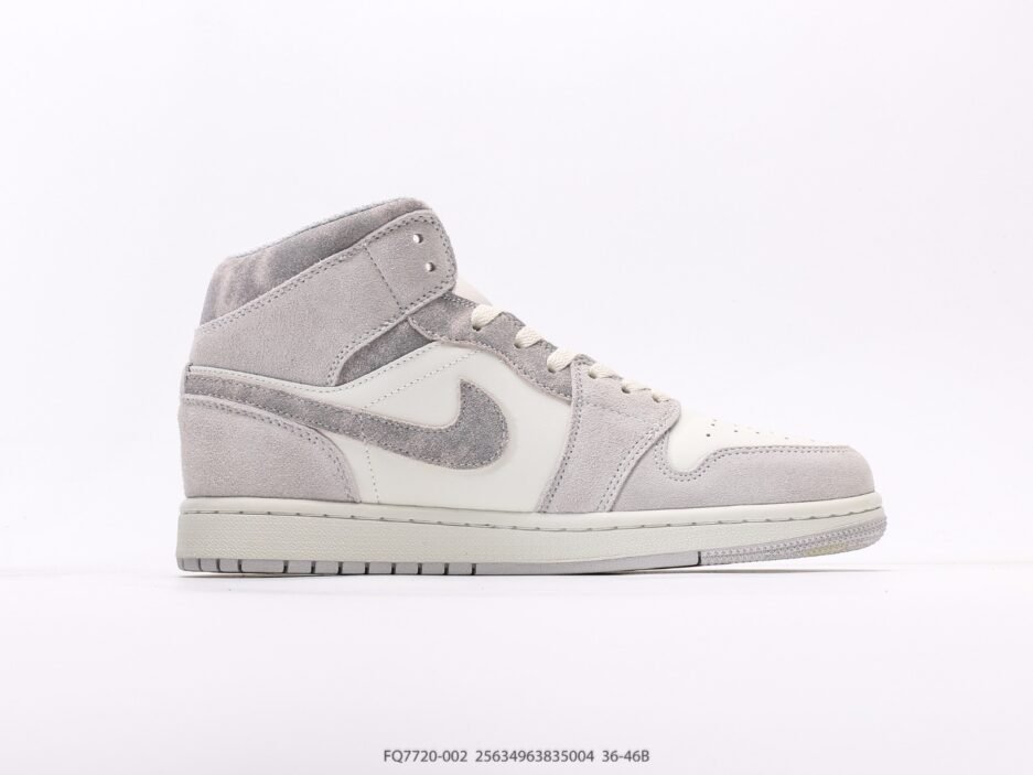 乔丹Air Jordan 1 Mid AJ1 乔1白灰配色 中邦篮球鞋：圖片 7