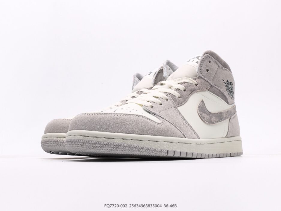 乔丹Air Jordan 1 Mid AJ1 乔1白灰配色 中邦篮球鞋：圖片 5