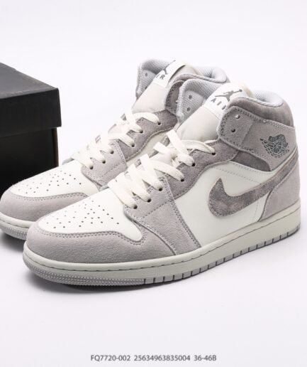 乔丹Air Jordan 1 Mid AJ1 乔1白灰配色 中邦篮球鞋