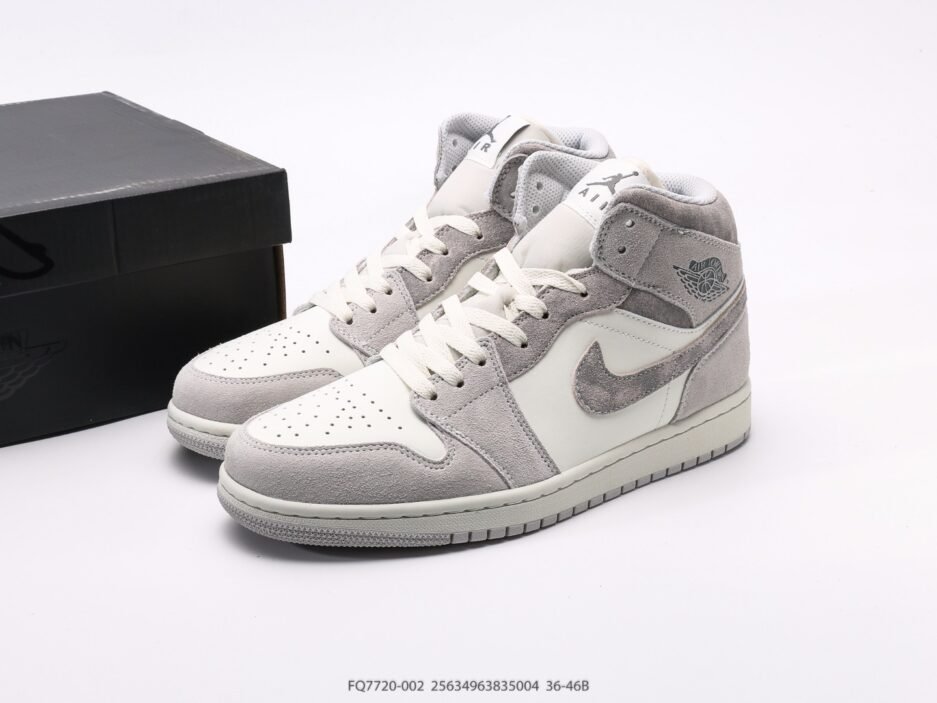 乔丹Air Jordan 1 Mid AJ1 乔1白灰配色 中邦篮球鞋