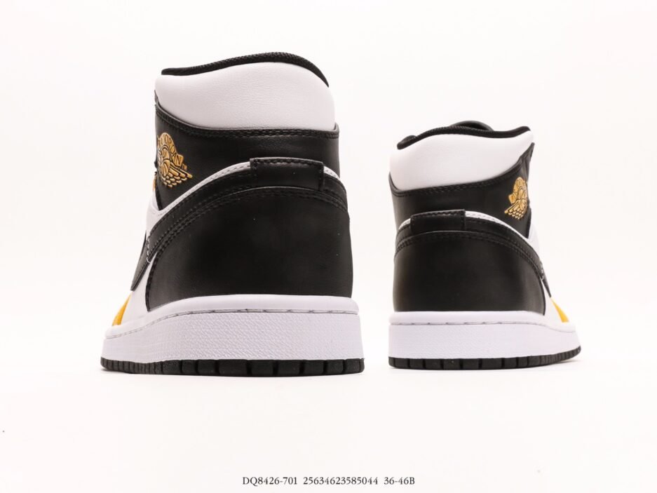 乔丹Air Jordan 1 Mid AJ1 乔1白黑黄 中邦文化休闲板鞋：圖片 6