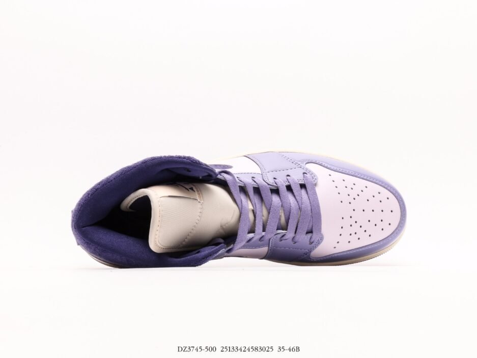 AJ1乔丹一代中帮经典复古文化休闲运动篮球鞋“白紫香芋紫”：圖片 6