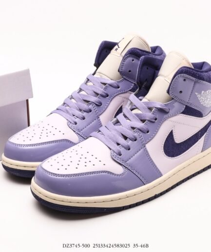 AJ1乔丹一代中帮经典复古文化休闲运动篮球鞋“白紫香芋紫”