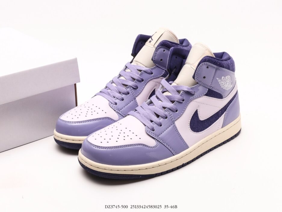 AJ1乔丹一代中帮经典复古文化休闲运动篮球鞋“白紫香芋紫”