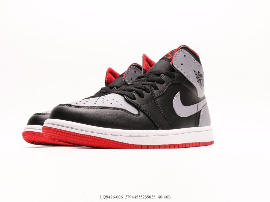 乔丹Air Jordan 1 Mid AJ1 乔1黑灰 中邦文化休闲板鞋：圖片 5