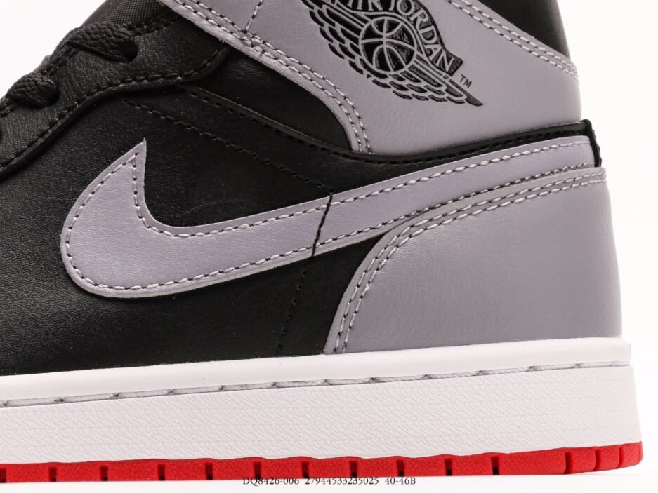 乔丹Air Jordan 1 Mid AJ1 乔1黑灰 中邦文化休闲板鞋：圖片 3