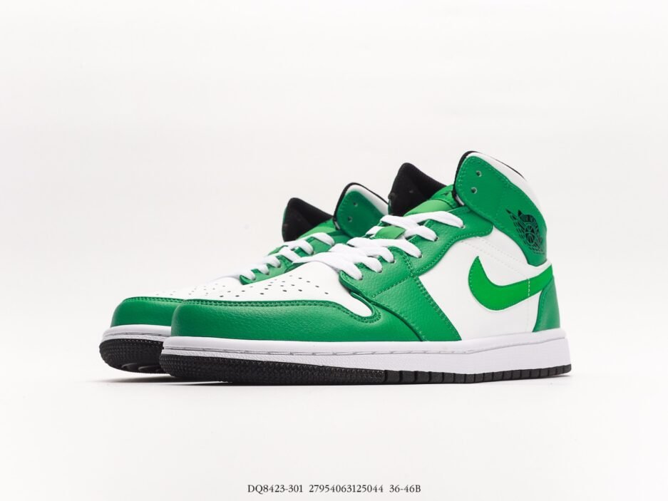 乔丹AIR JORDAN 1 MID AJ1乔1运动鞋复古休闲篮球鞋  綠白：圖片 5