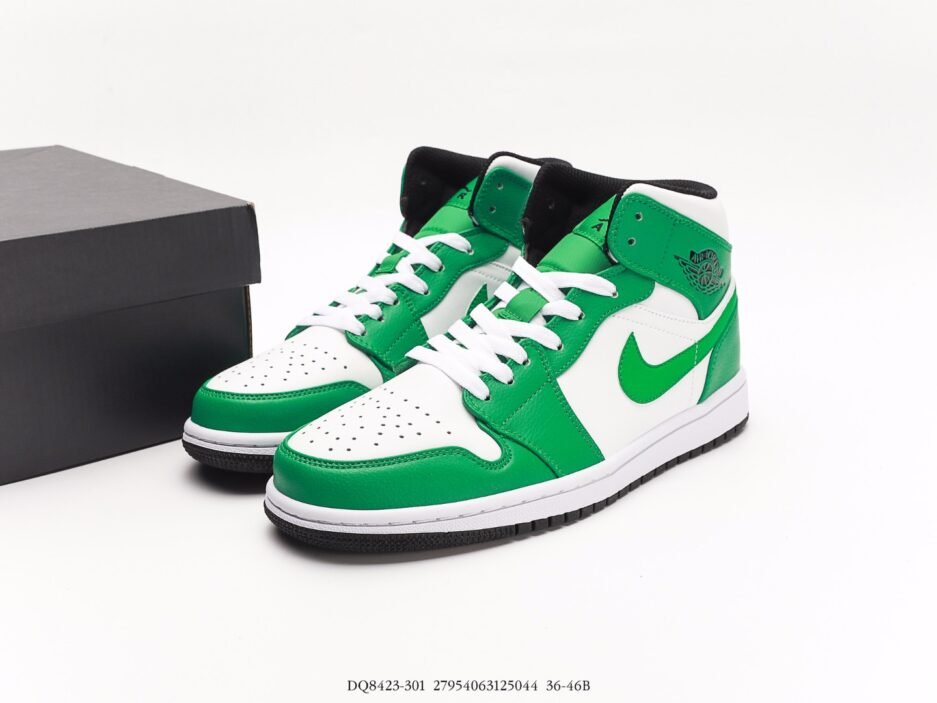 乔丹AIR JORDAN 1 MID AJ1乔1运动鞋复古休闲篮球鞋  綠白